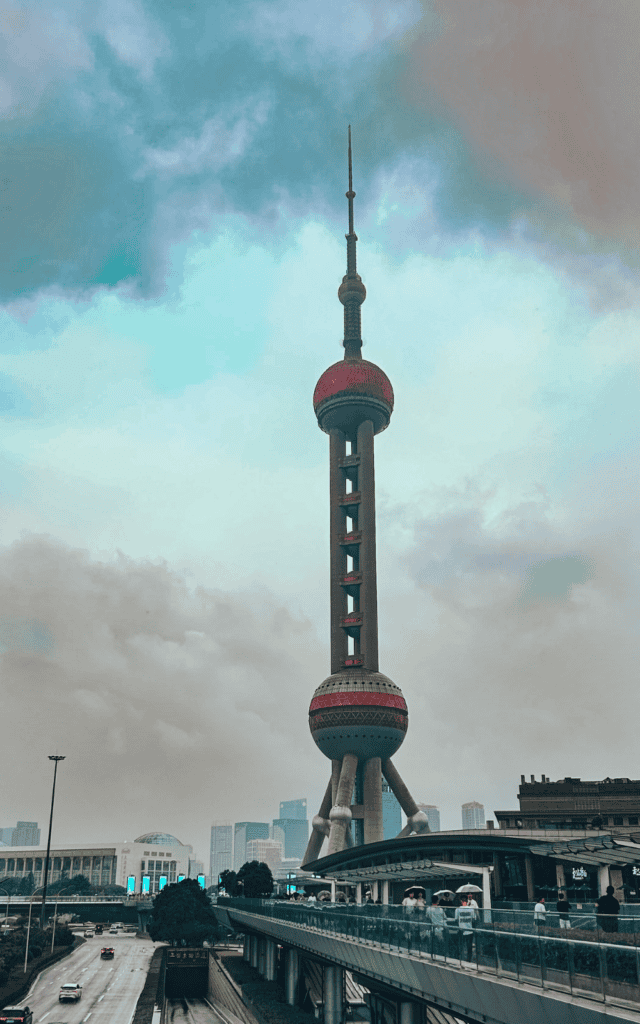 The oriental pearl tower is one of the most famous skyscrapers in shanghai