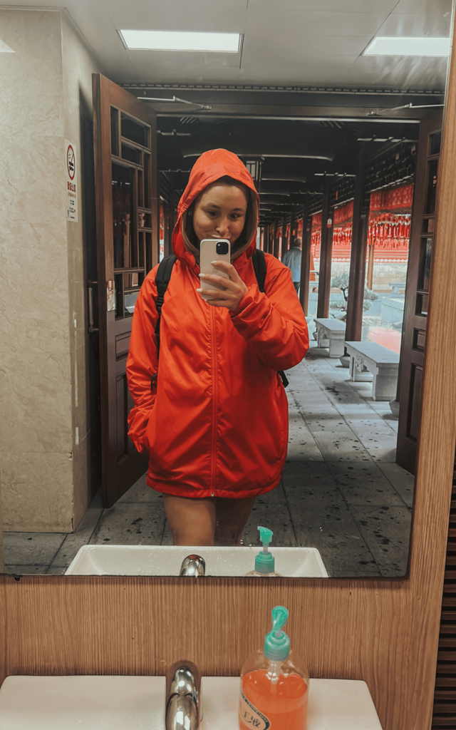 Toilet Selfie at the Jade Buddha Temple during a rainy day in shanghai