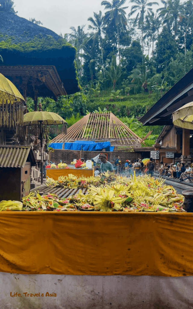 Canang Sari Altar: the canang sari offering is the first step of the pura tirta empul purification ritual