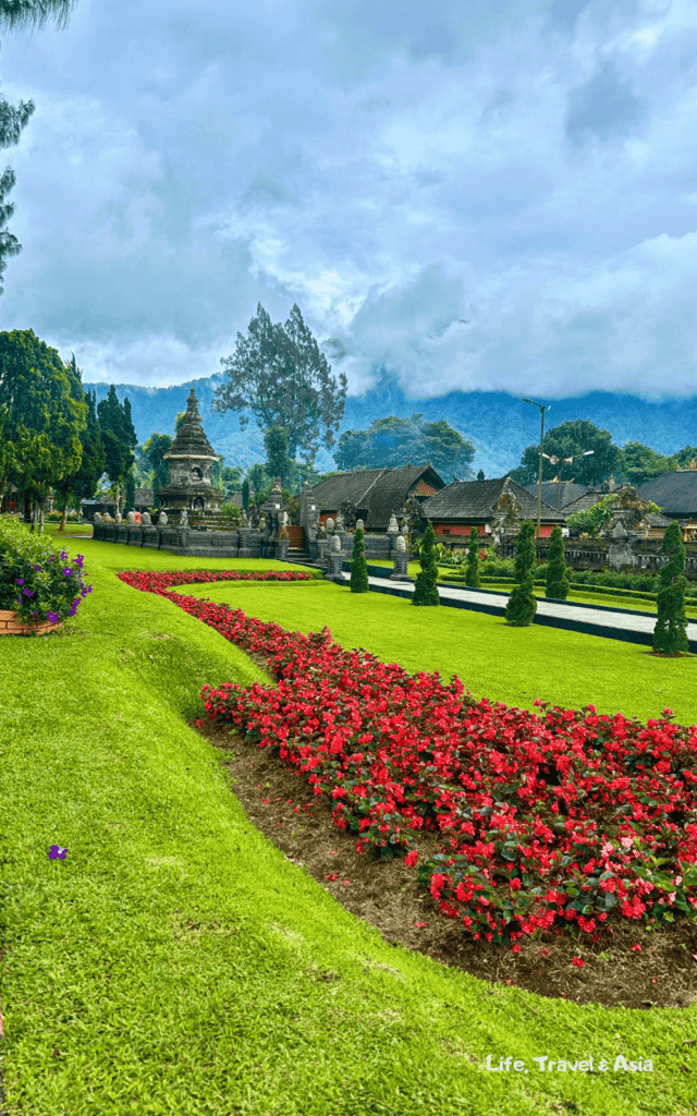 Buddhist Stupa and garden on Pura Ulun Danu's grounds