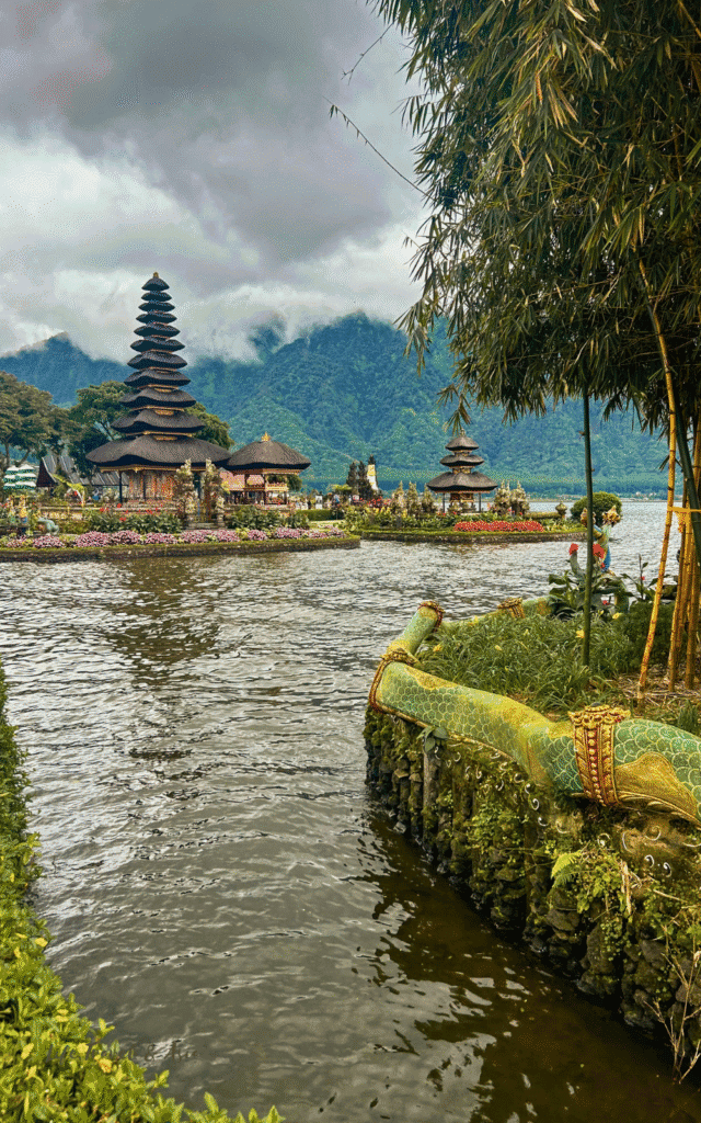 Meru Shrines floating on Lake Beratan