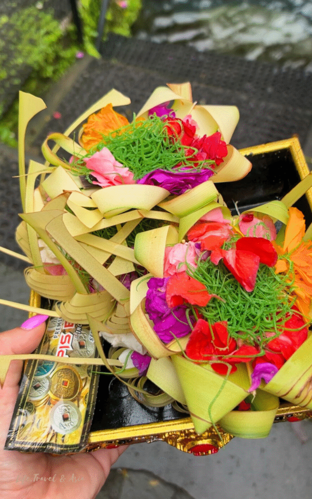 Canang Sari offerings used during the Balinese purification ceremony