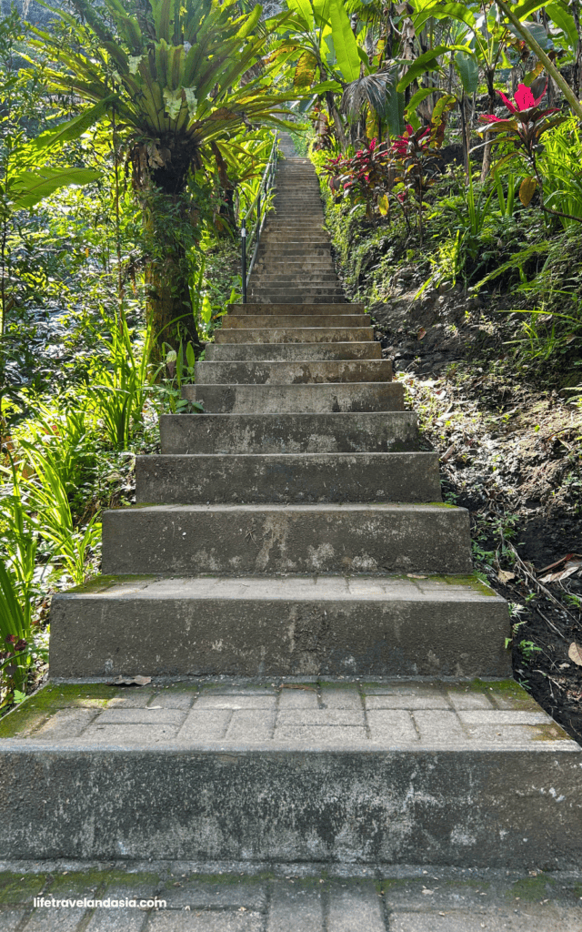 Stairs leading to the top of gembleng waterfall