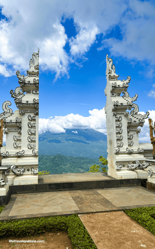 Candi Bentar gate built as a photo prop at Lahangan Sweet