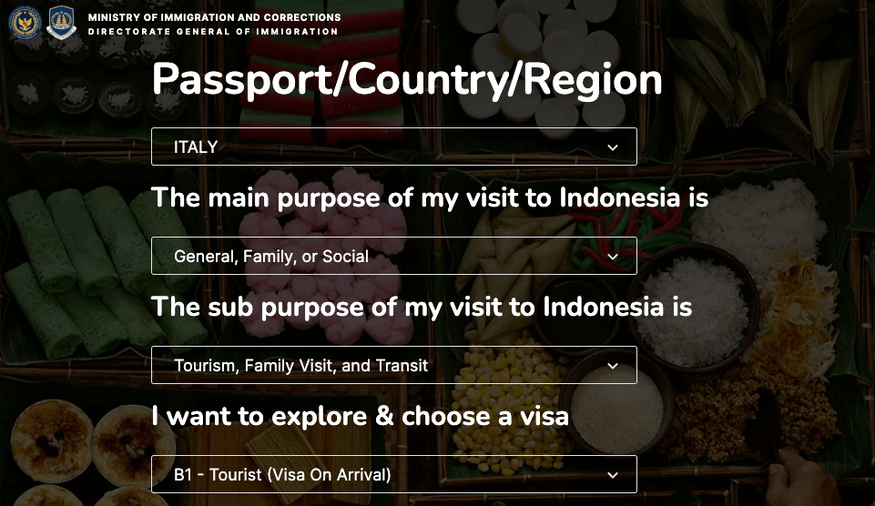 Bali visa requirements